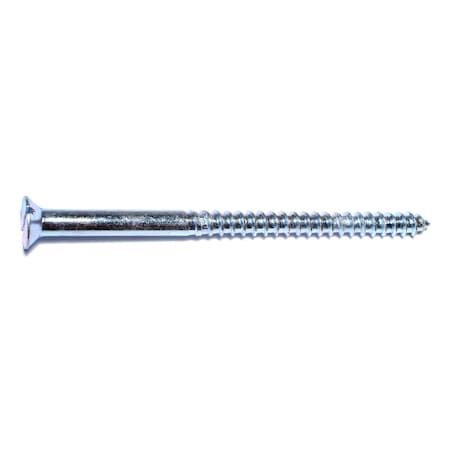 Midwest Fastener Wood Screw, #14, 4 in, Zinc Plated Steel Flat Head Slotted Drive, 14 PK 63108